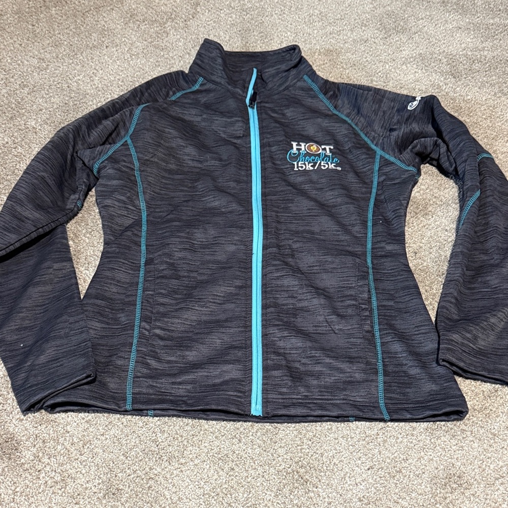 Gray Full-Zip Jacket with Blue Accents